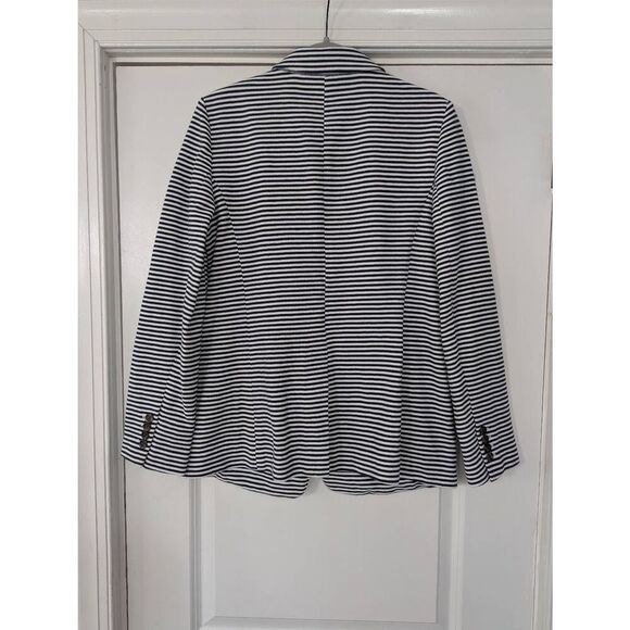 Ann Taylor Striped Blazer women's 6 black white unstructured cotton blend - Picture 8 of 8